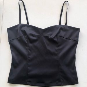 90s black gray satin corset style top